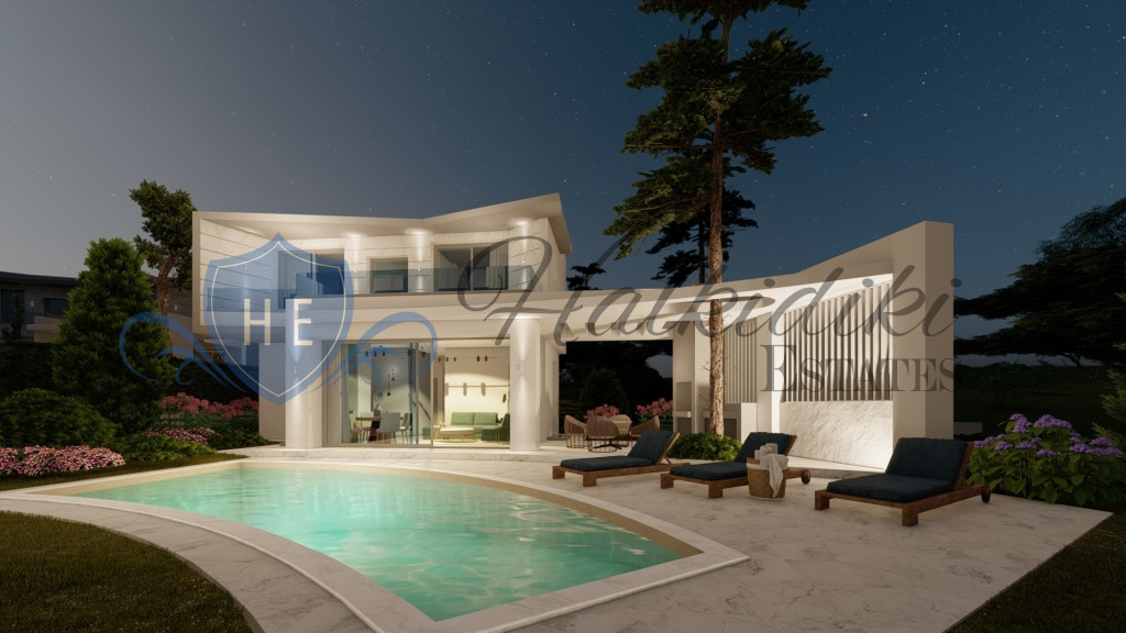 luxury villa for sale kassandra with private pool sea view