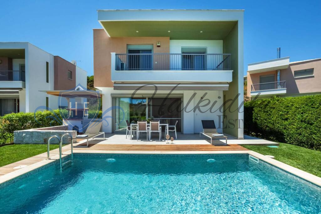 luxury villa 4 bedrooms for sale kassandra with private pool sea view