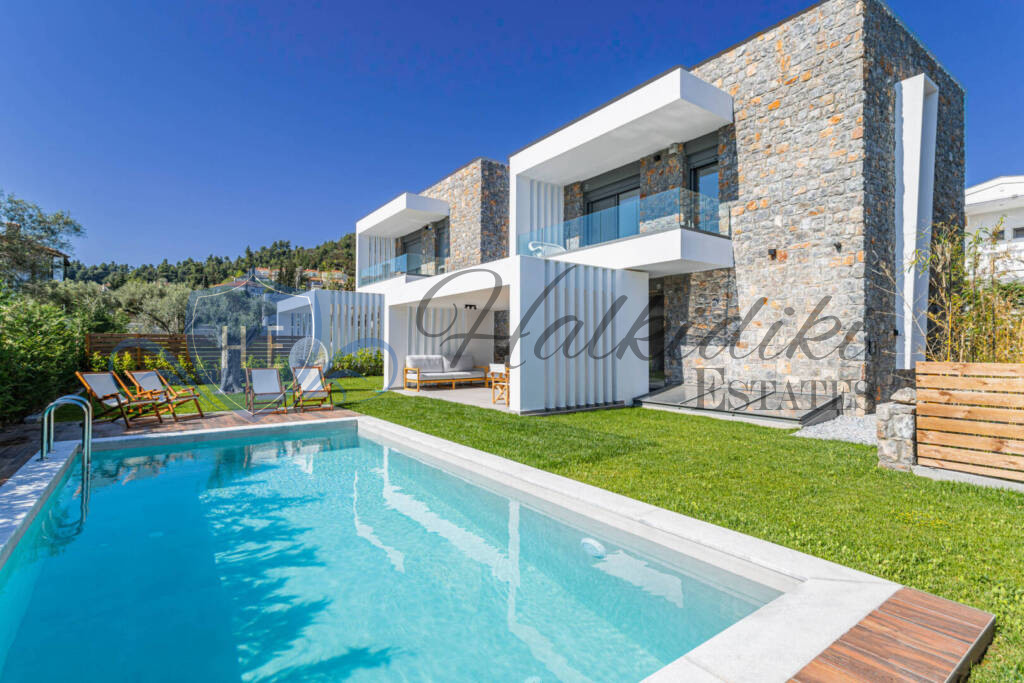 luxury villa for sale with private pool garden kassandra halkidiki